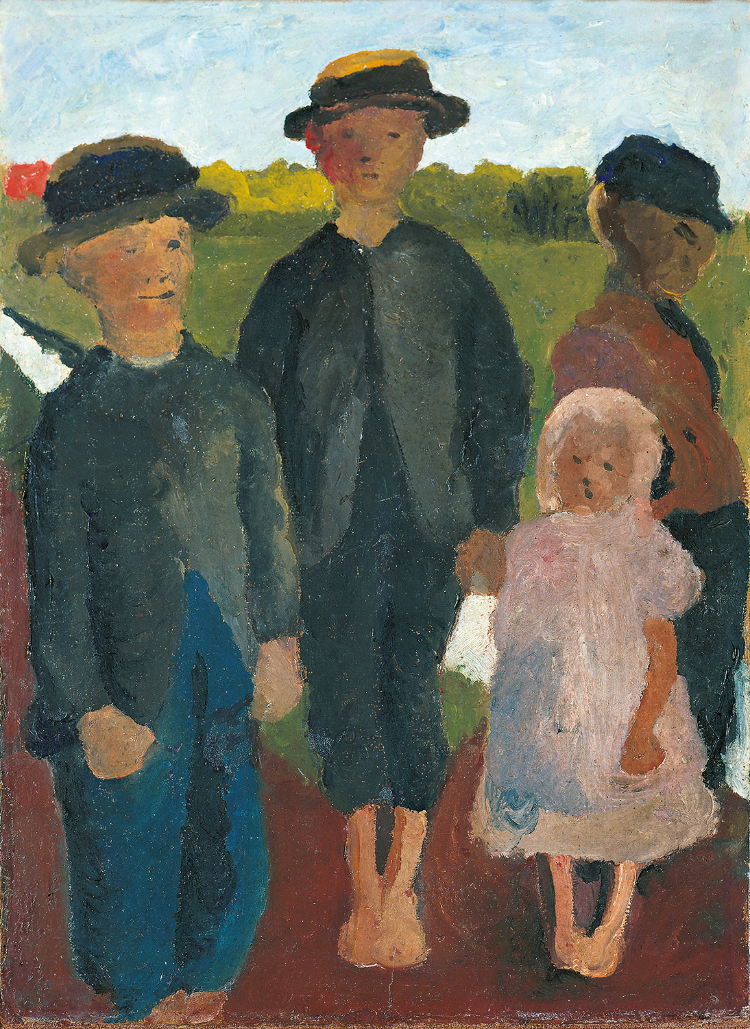 Paula Modersohn-Becker, Vier Kinder vor Landschaft mit Moorkanal, um 1900, Kunstsammlungen Chemnitz-Museum Gunzenhauser, Eigentum der Stiftung Gunzenhauser © Foto: Archiv Museum Gunzenhauser