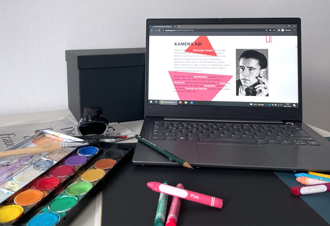 Computer mit digitaler Bastelanleitung zu List