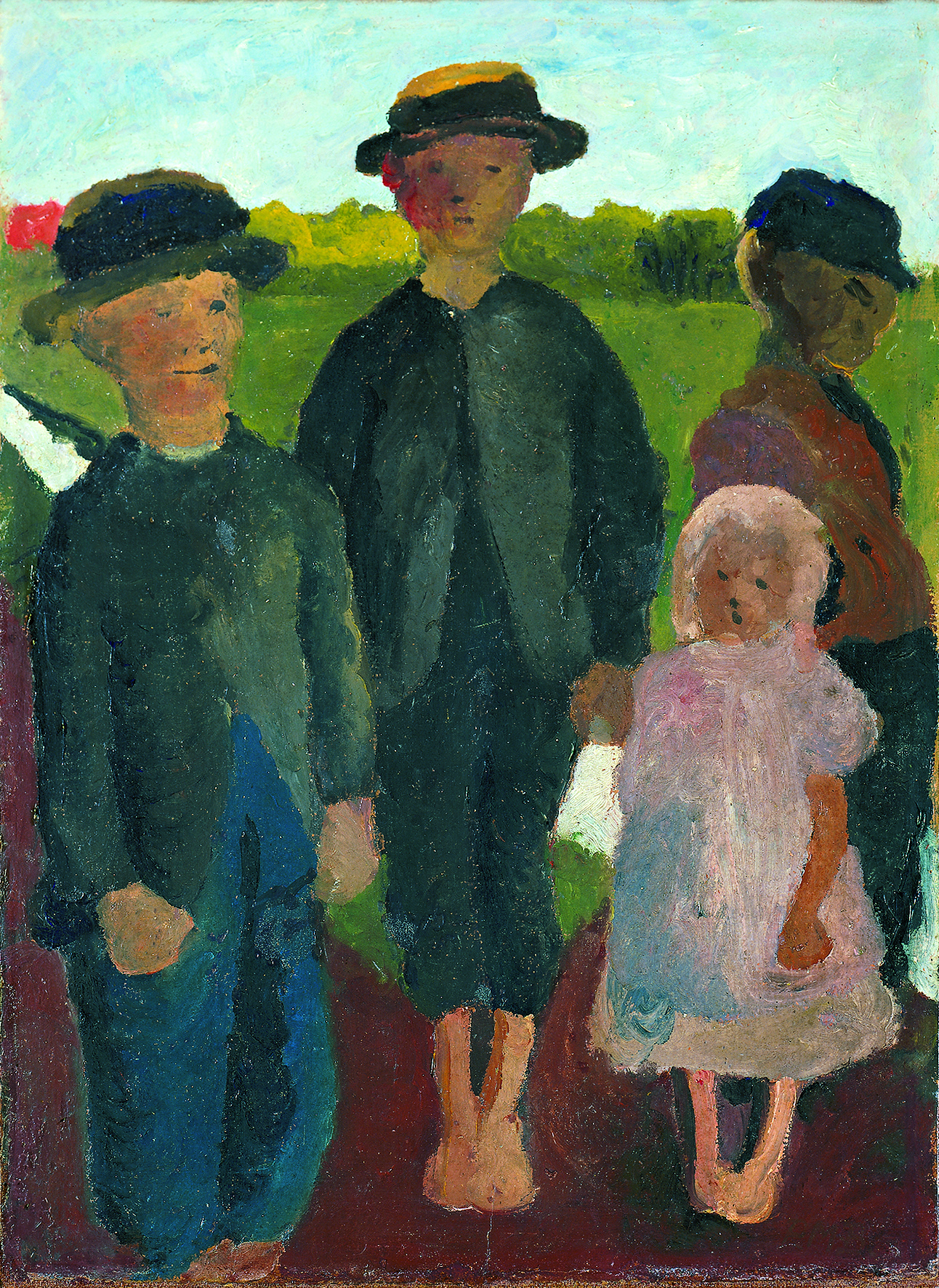 Paula Modersohn-Becker, Vier Kinder vor Landschaft mit Moorkanal, um 1900, Kunstsammlungen Chemnitz-Museum Gunzenhauser, Eigentum der Stiftung Gunzenhauser © Foto: Archiv Museum Gunzenhauser