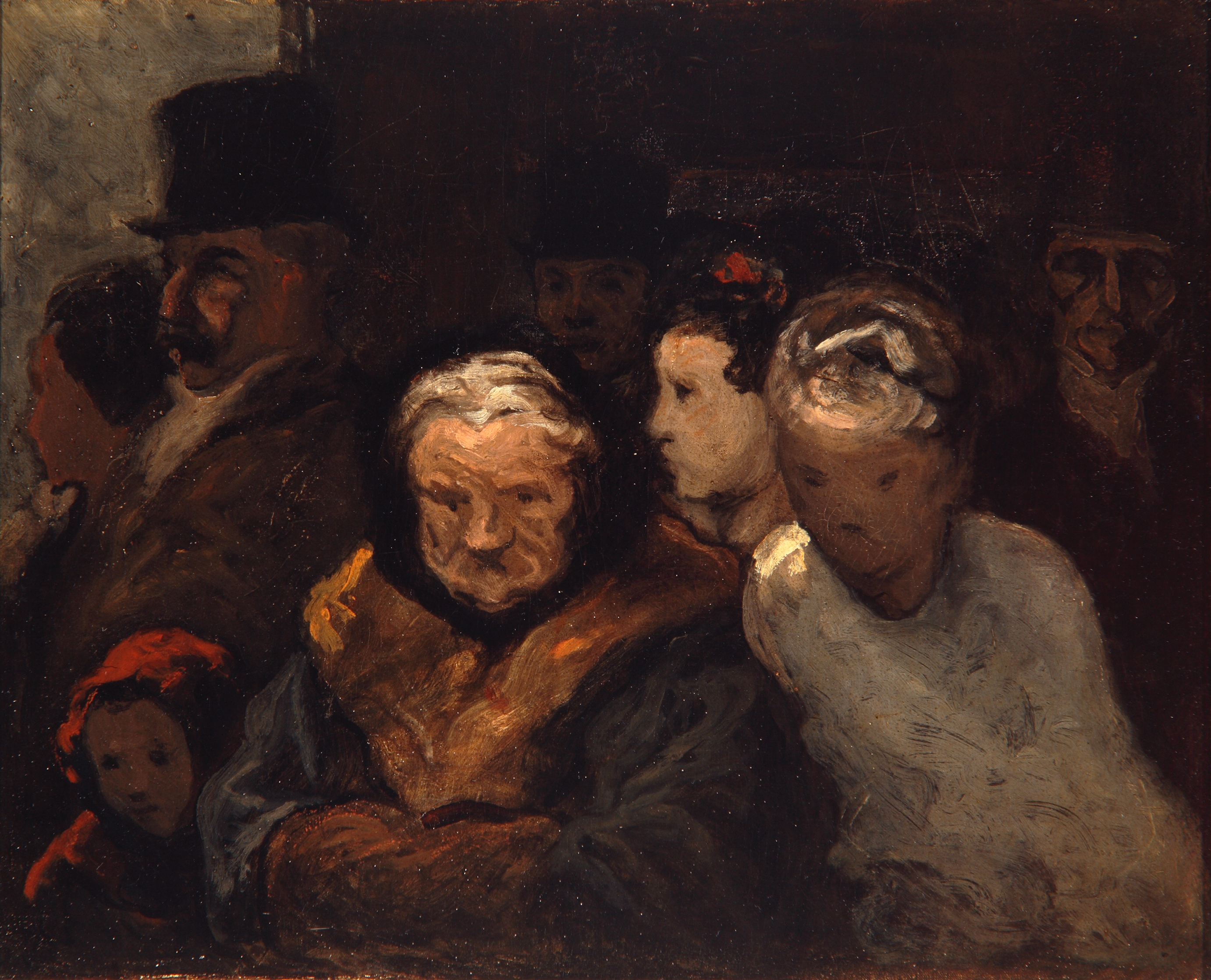 Honoré Daumier, Leaving the Theatre, ca. 1865, The San Diego Museum of Art: Museum purchase through the Earle W. Grant Acquisition Fund, 1972.186.